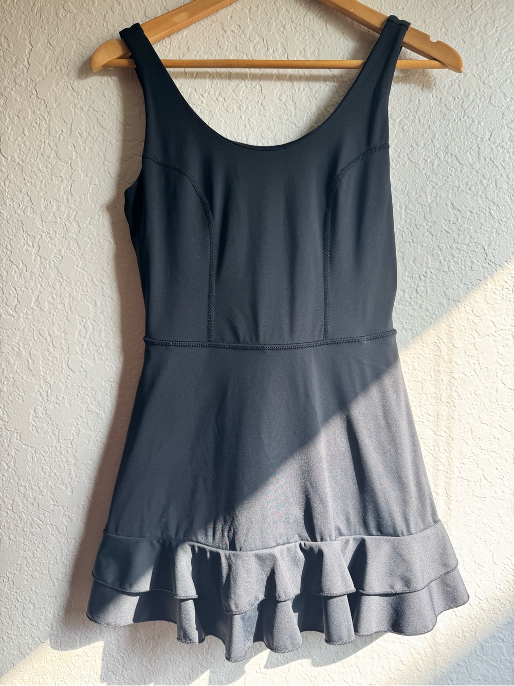 JoyLab Black Ruffle-Hem Mini Dress with shorts
